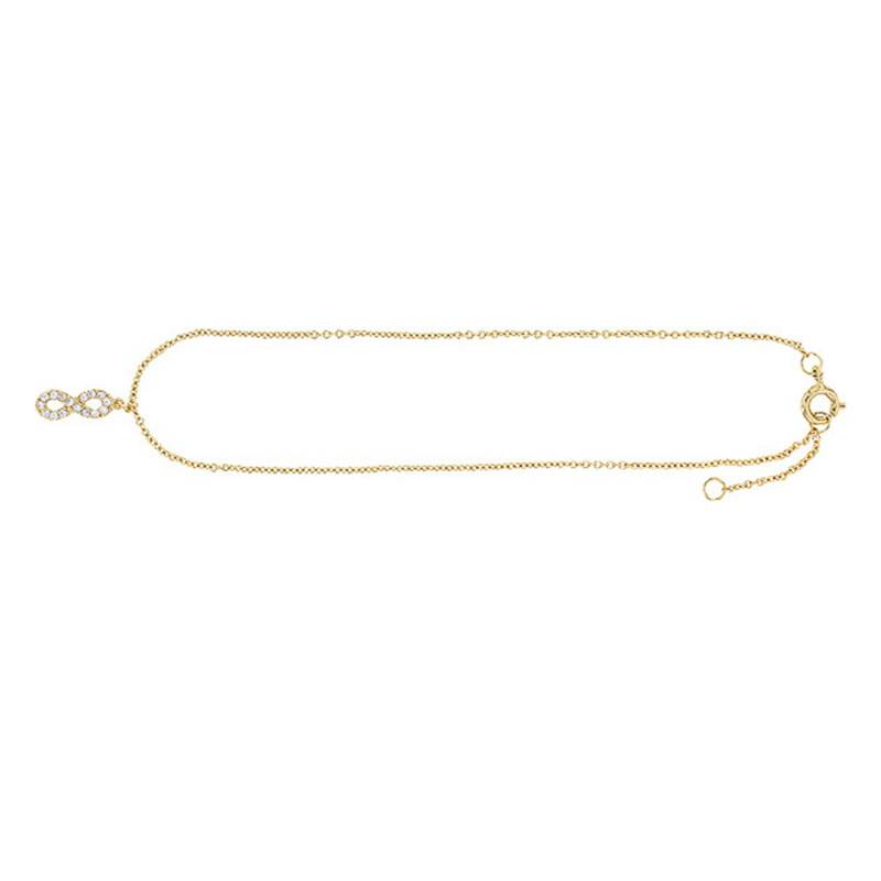 Yellow Gold-Plated Infinity Sign Ankle Chain with Cubic Zirconia, 25 cm - Naïades