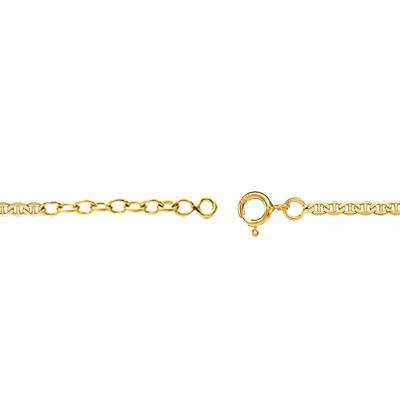 750 Yellow Gold Mariner Chain Anklet, Length 22 cm to 25 cm - Emanessence