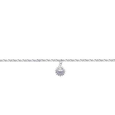 925 Rhodium-Plated Silver Sun Anklet, 25 cm Length - Naïades