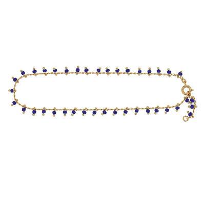 Yellow Gold-Plated Black Synthetic Stone Ankle Chain, Length 25 cm - Naïades