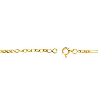 Chaine de cheville Maille Cheval Alternée Or Jaune 750, Longueur 22 à 25 cm - Emanessence