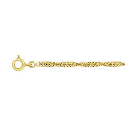 Twisted Singapore Chain Anklet in 750 Yellow Gold, Length 26 cm - Manillon