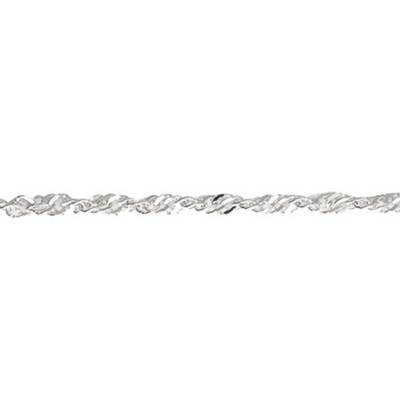 925 Rhodium-Plated Silver Singapore Chain Ankle Bracelet, Length 24 cm to 26 cm - Naïades