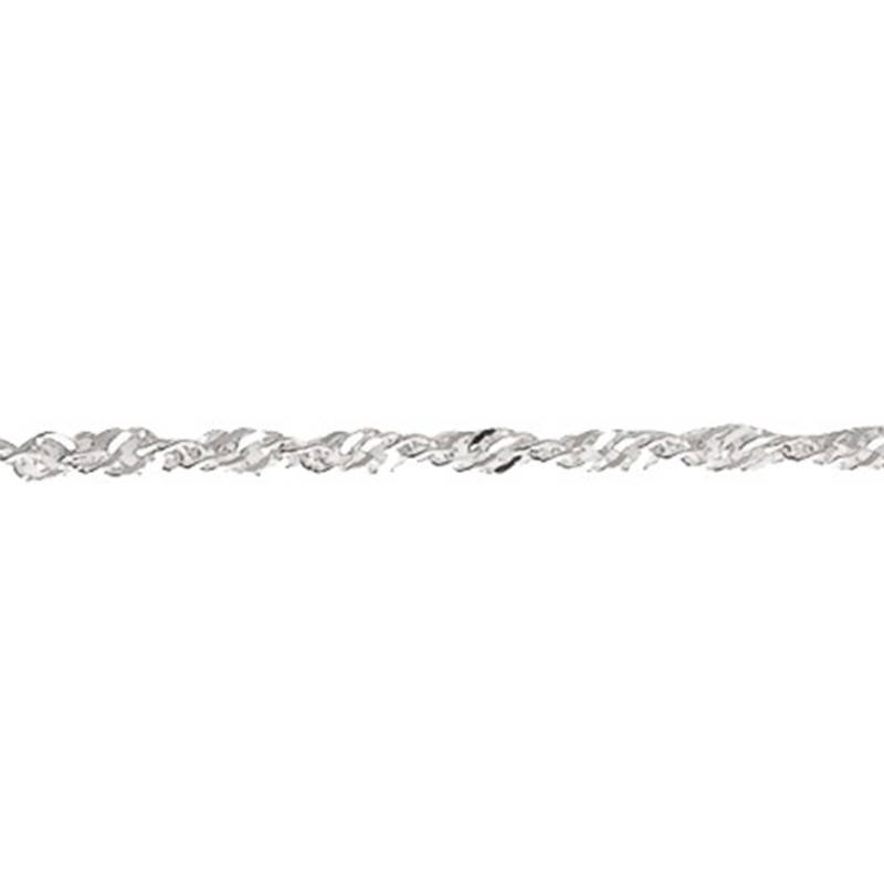 925 Rhodium-Plated Silver Singapore Chain Ankle Bracelet, Length 24 cm to 26 cm - Naïades