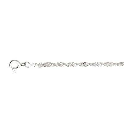 925 Rhodium-Plated Silver Singapore Chain Ankle Bracelet, Length 24 cm to 26 cm - Naïades