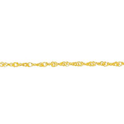750 Yellow Gold Fancy Link Ankle Chain, 23 cm to 25 cm - Emanessence