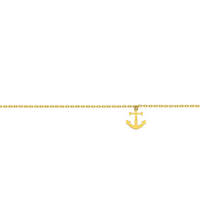 Yellow Gold-Plated Anchor Ankle Chain, Length 26 cm - Naïades