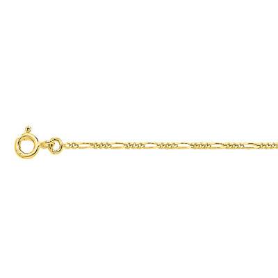 750/1000 Yellow Gold Figaro Chain Anklet, 25 cm Length - Manillon