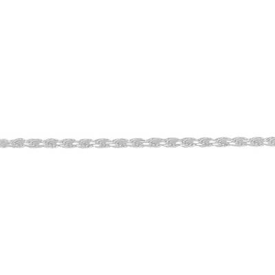 925 Rhodium-Plated Silver Rope Chain Ankle Bracelet, Length 24 cm to 26 cm - Naïades