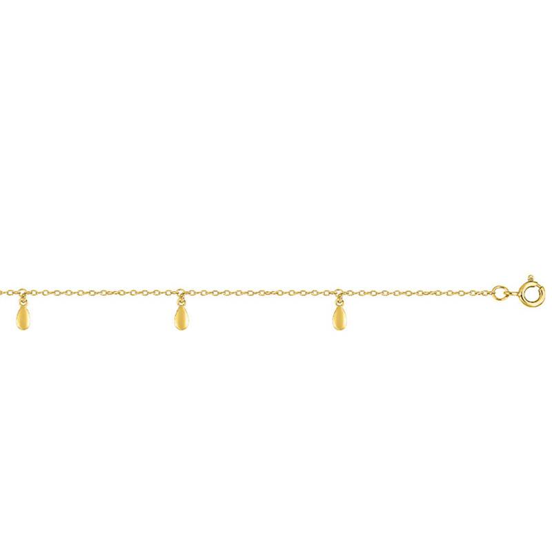 Yellow Gold-Plated Droplet Ankle Bracelet, Length 24 cm to 26 cm - Naïades