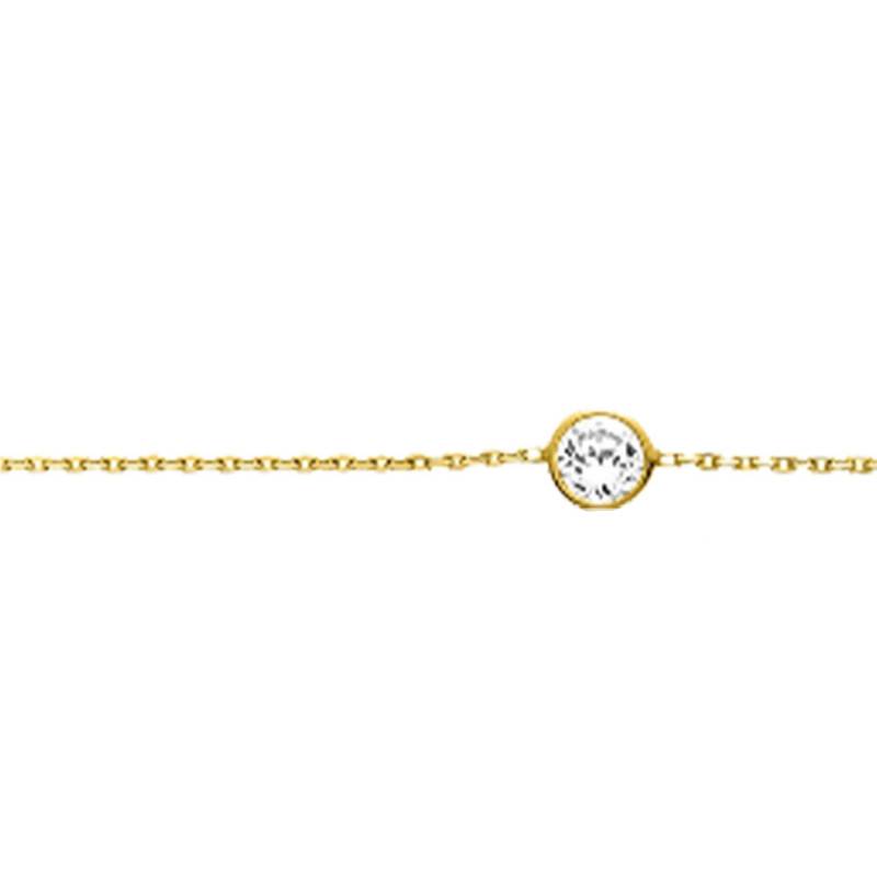 Yellow Gold-Plated Cubic Zirconia Ankle Chain, Length 24 cm - Naïades