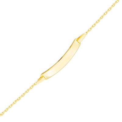 375/1000 or 750/1000 Yellow Gold Rectangular Cable Chain Baby ID Bracelet, Adjustable Length 11 cm - Bambins