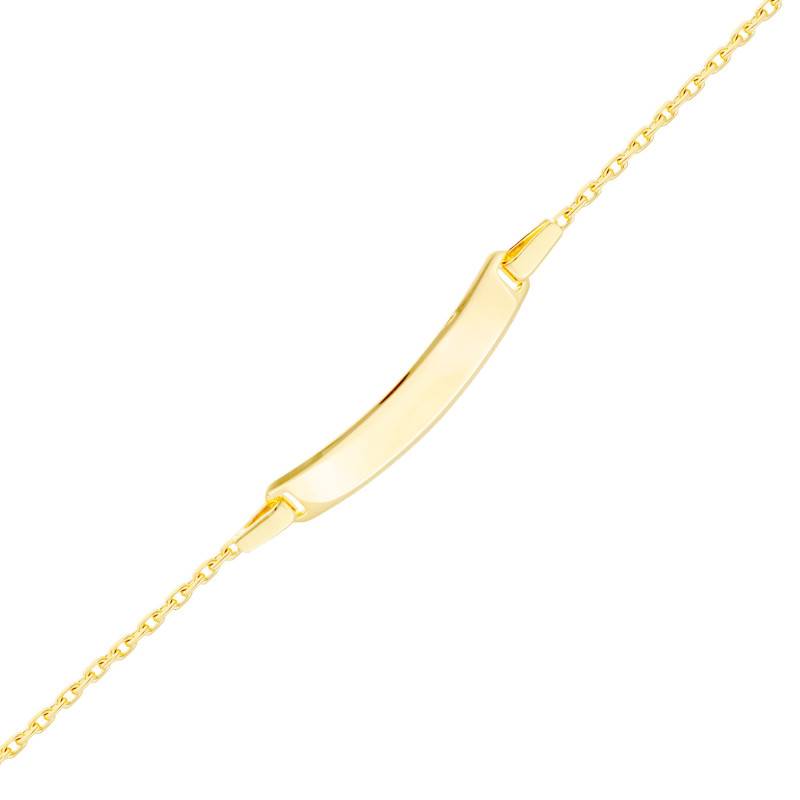 375/1000 or 750/1000 Yellow Gold Rectangular Cable Chain Baby ID Bracelet, Adjustable Length 11 cm - Bambins