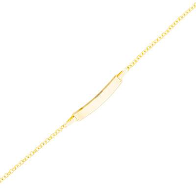 Gourmette Rectangle Jaseron Or Jaune 750, Longueur 13 cm réglable - Bambins