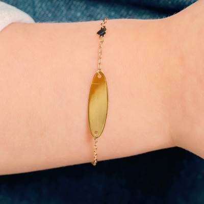 Gourmette Maille Forçat & Coeur, Or Jaune 375, 12 à 14 cm, Largeur 1,10 mm - Bambins