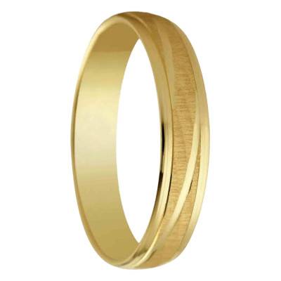 750/1000 Yellow Gold Standard Ribbon Wedding Ring Lanaja, Width 4 mm - Amore
