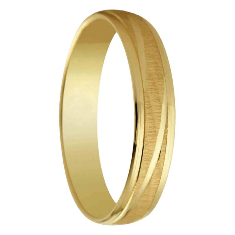 750/1000 Yellow Gold Standard Ribbon Wedding Ring Lanaja, Width 4 mm - Amore