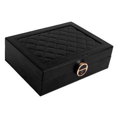 Black Quilted Jewelry Box, 23x17x7cm - Les Essentiels