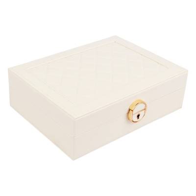 Boite à bijoux matelassée blanche 23x17x7cm - Les Essentiels