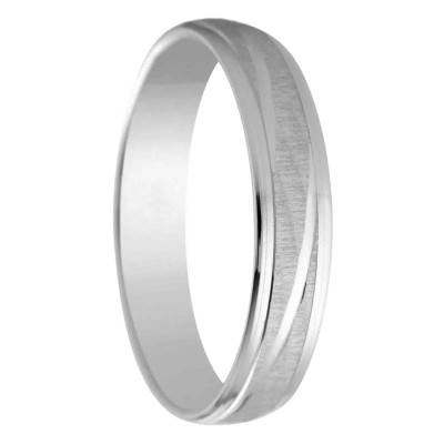 375/1000 White Gold Standard Ribbon Castala Wedding Ring, Width 4 mm - Amore
