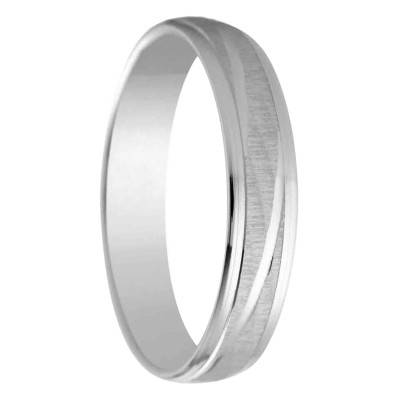 750/1000 White Gold Castala Standard Ribbon Wedding Ring, 4 mm Width - Amore