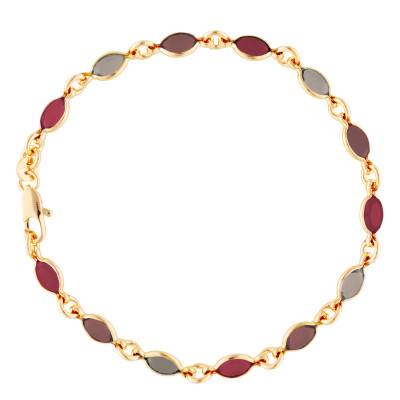 750 Yellow Gold-Plated Brass & Purple Shade Stone Bracelet, 18 cm - Naïades