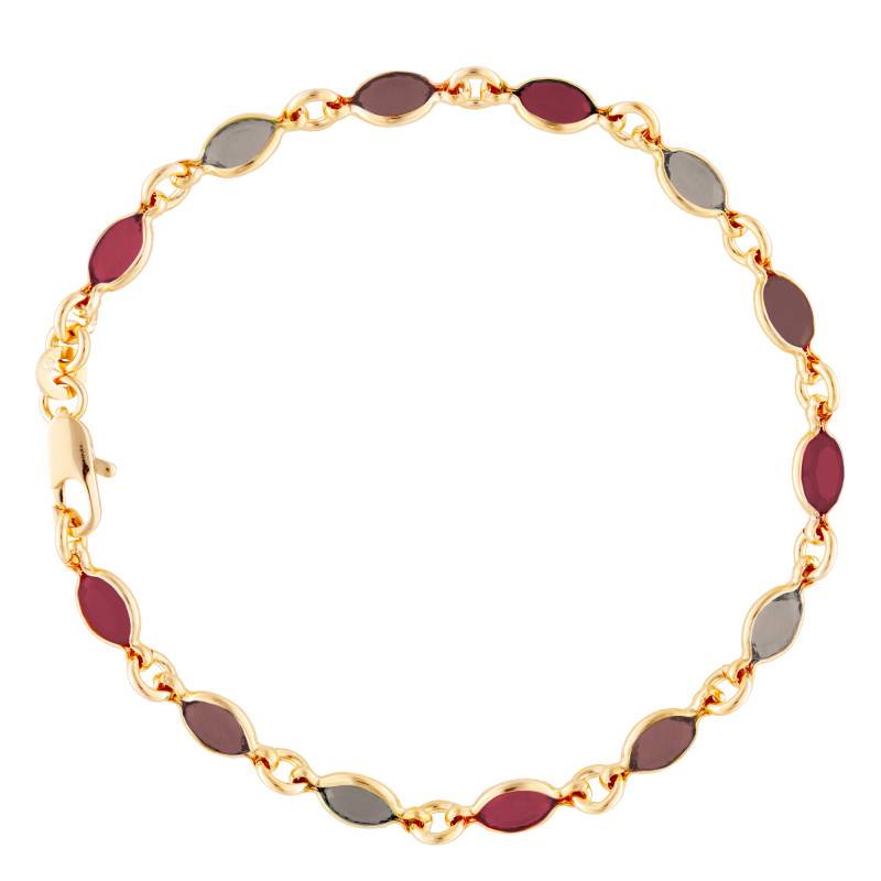 750 Yellow Gold-Plated Brass & Purple Shade Stone Bracelet, 18 cm - Naïades