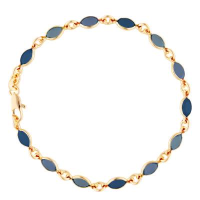 750 Yellow Gold-Plated Brass & Blue Shade Stone Bracelet, 18 cm - Naïades