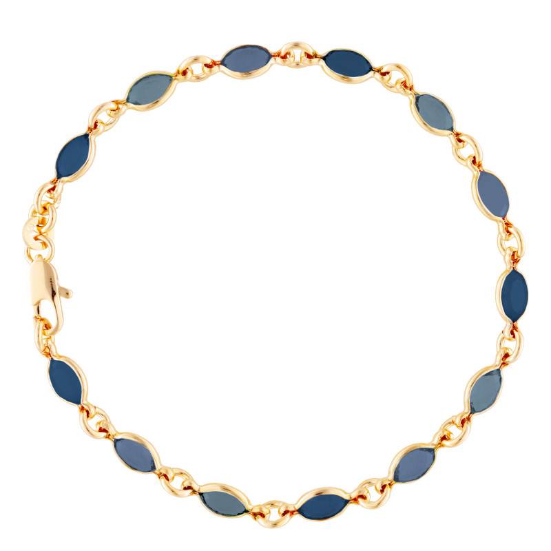 750 Yellow Gold-Plated Brass & Blue Shade Stone Bracelet, 18 cm - Naïades