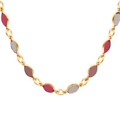 750 Yellow Gold-Plated & Purple Shades Stones Necklace, Length 45 cm - Naïades