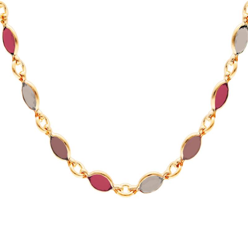 750 Yellow Gold-Plated & Purple Shades Stones Necklace, Length 45 cm - Naïades
