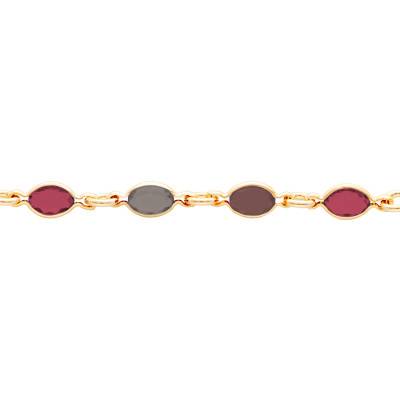 750 Yellow Gold-Plated & Purple Shades Stones Necklace, Length 45 cm - Naïades