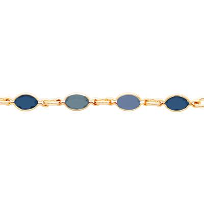 750 Yellow Gold-Plated & Blue Shades Stones Necklace, Length 45 cm - Naïades