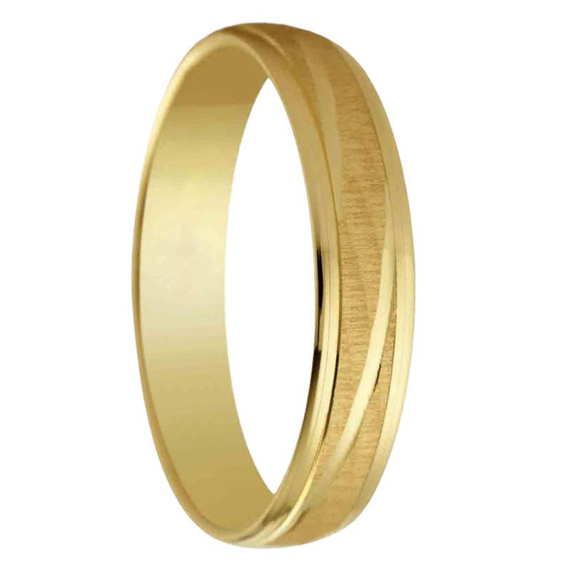 375/1000 Yellow Gold Standard Ribbon Lanaja Wedding Ring, Width 4 mm - Amore