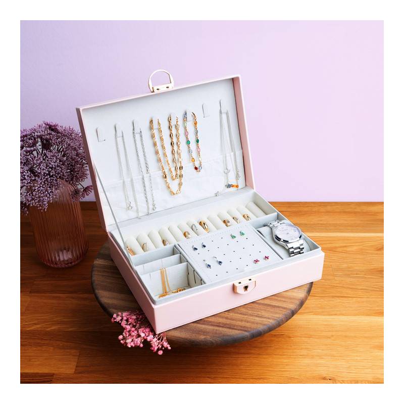 Pink Quilted Jewelry Box, 23x17x7cm - Les Essentiels