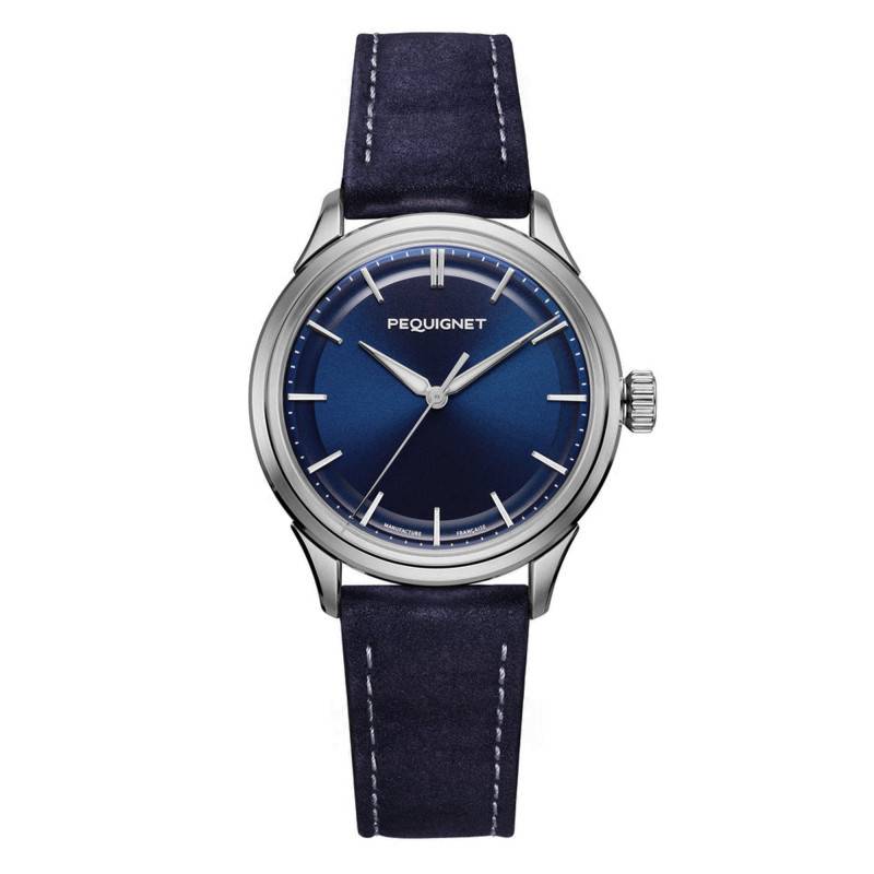 Blue Leather Royale Paris 36mm Wall Clock 9106373 - Pequignet