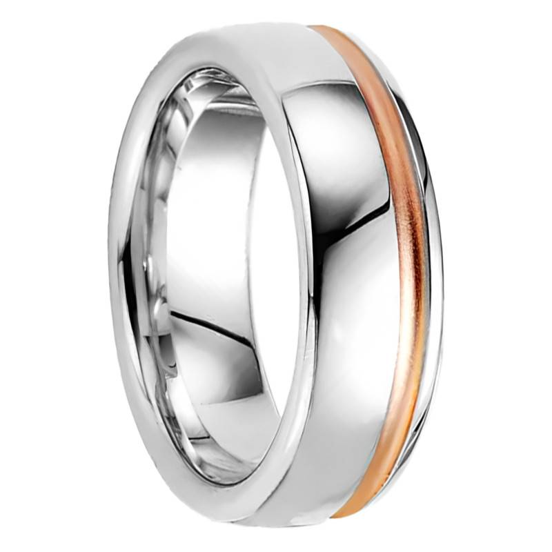 Palesas Rose Gold-Plated Silver Half-Domed Comfort-Fit Wedding Ring - Breuning