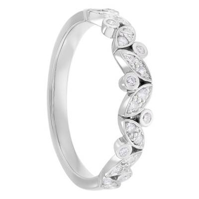 Alliance Standard Monet en Or Blanc 375 & Diamants 0,23 ct, Largeur 4 mm - Amore