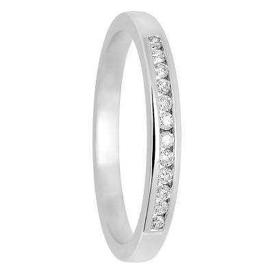 Alliance Demi-Bombée Standard Enjoleuse en Or Blanc 750 & Diamants 0,12ct, Largeur 1,20 mm - Amore