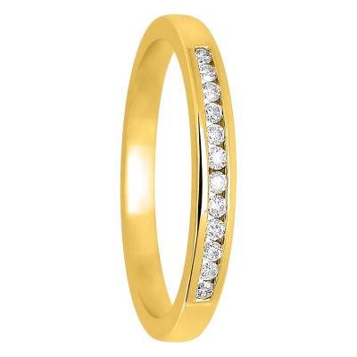 "Wedding Band Enjoleuse in 375/1000 Yellow Gold & Diamond Half-Rail 0.13 ct, Width 1 mm" - Amore