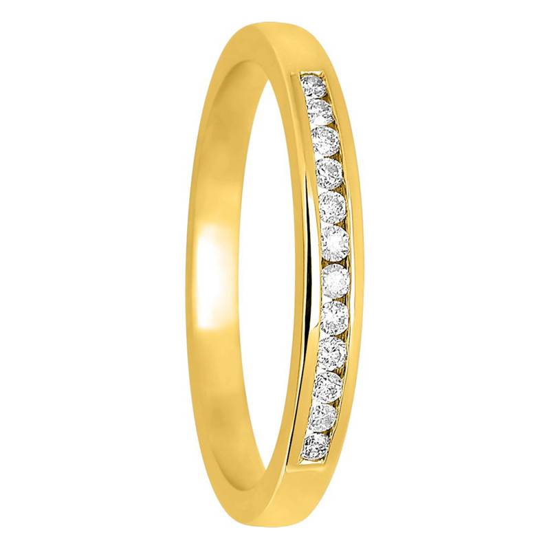 "Wedding Band Enjoleuse in 375/1000 Yellow Gold & Diamond Half-Rail 0.13 ct, Width 1 mm" - Amore