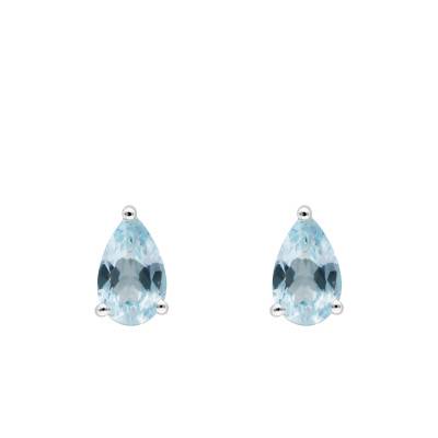Boucles d'oreilles Aigue Marine en Or Blanc 750 - Aurora