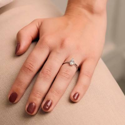 Bague Poire, Or Blanc 750 & Aigue-Marine - Aurora