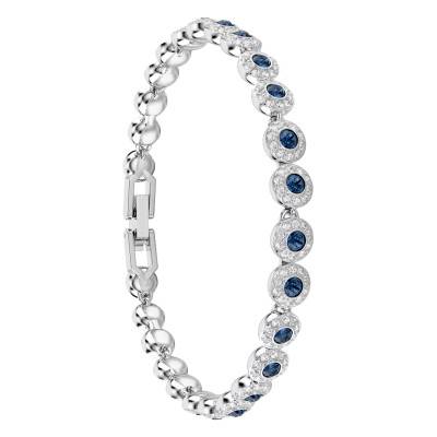 Una Angelic Rhodium-Plated Metal & Blue Crystal Tennis Bracelet, Length 16.5 cm to 19 cm - 5733401 - Swarovski