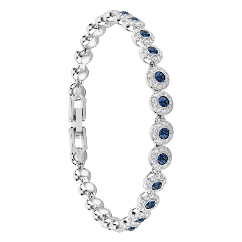 Una Angelic Rhodium-Plated Metal & Blue Crystal Tennis Bracelet, Length 16.5 cm to 19 cm - 5733401 - Swarovski