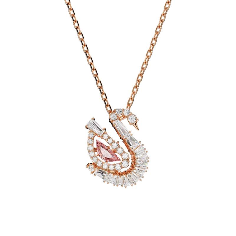 Iconic Swan Pink & White Crystal Necklace, Length 38 cm to 47 cm - 5732414 - Swarovski
