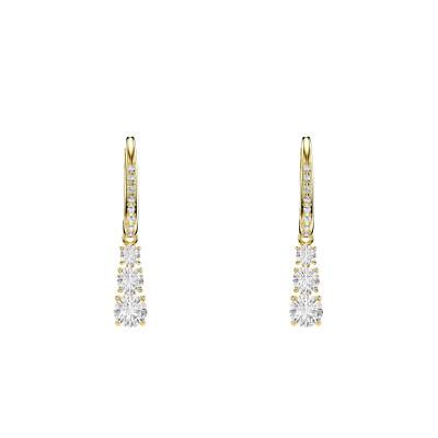 Stilla Attract Gold-Tone Metal & White Crystal Drop Earrings - 5723300 - Swarovski