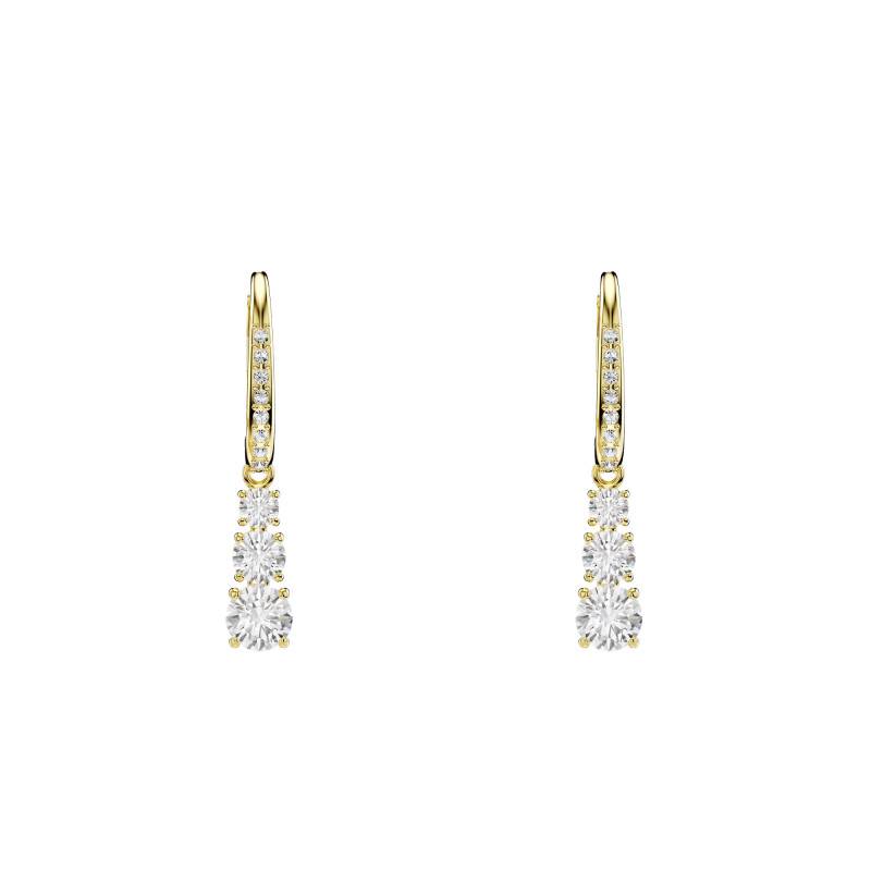 Stilla Attract Gold-Tone Metal & White Crystal Drop Earrings - 5723300 - Swarovski