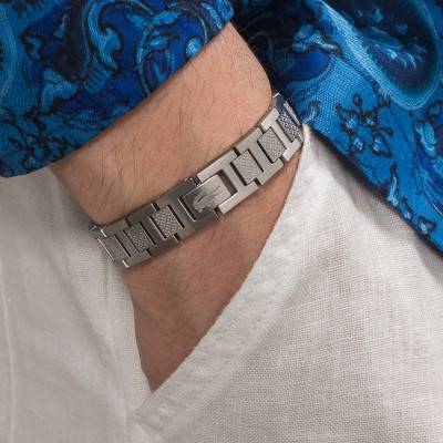 Steel Metropole "L" Bracelet, Adjustable Length 13 cm to 19 cm - 2040117 - Lacoste
