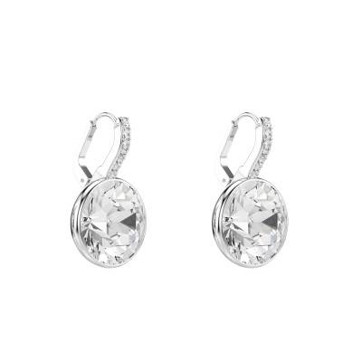 Rhodium-Plated Metal & White Crystal Millenia Drop Earrings - 5731149 - Swarovski